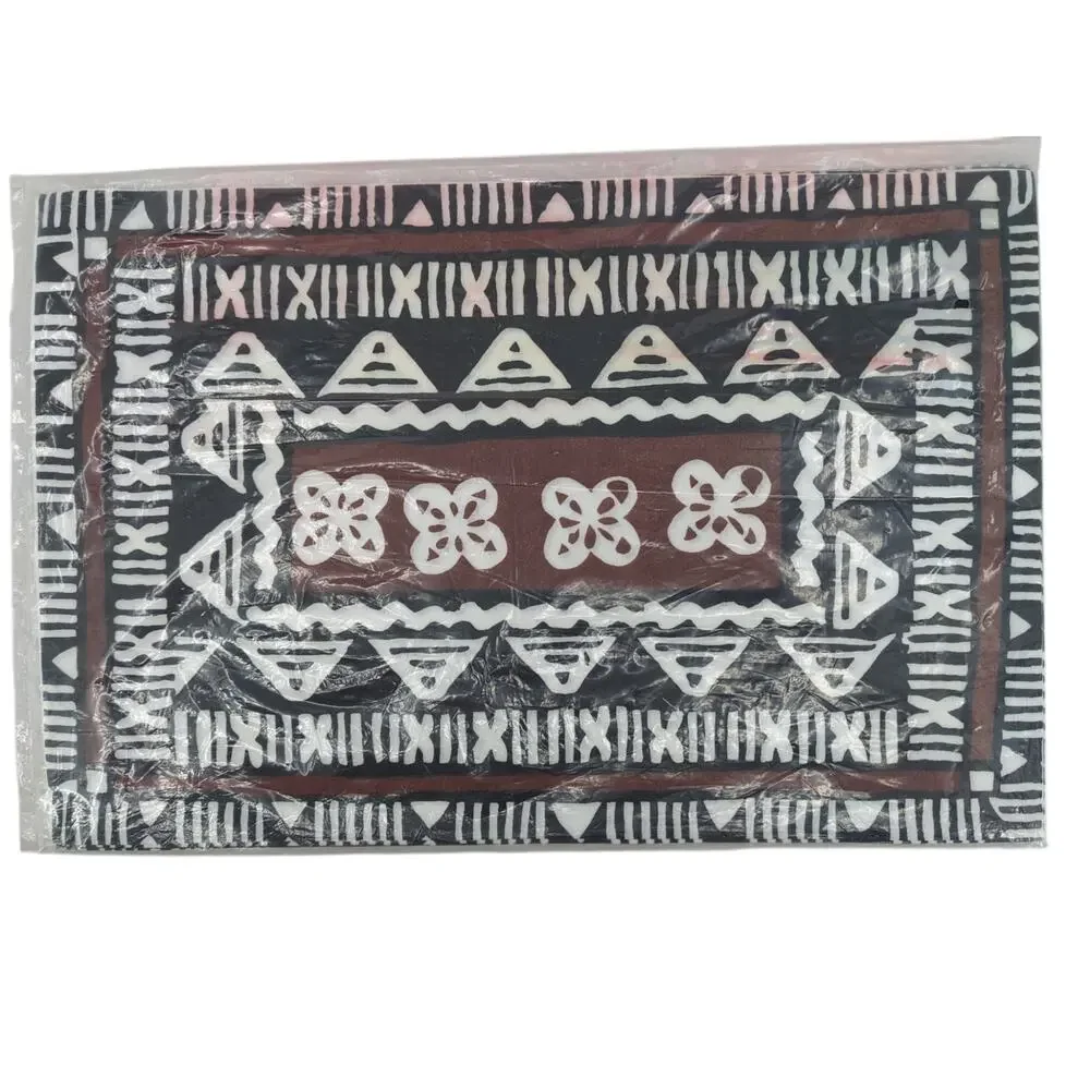 Set 6 New Deadstock Vintage 1970s FIJI TAPA PLACEMATS Tonga Trading Hand Printed